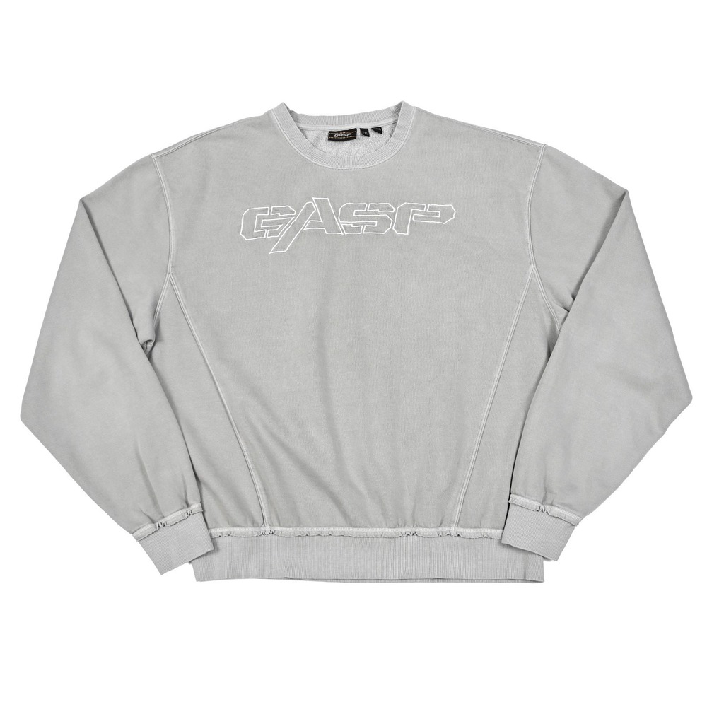 GASP Vintage Crewneck Sweatshirt 2XL Bodybuilding Sweater‎ Gray Embroidered Logo